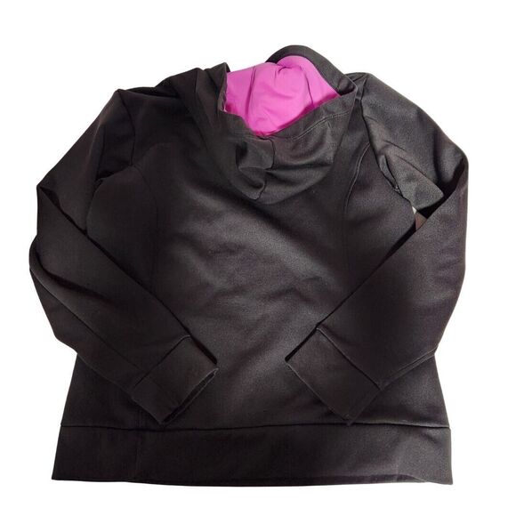 The North Face Womens Sz L Pullover Hooded Sweatshirt Hoodie Black Purple Logo - Picture 2 of 10